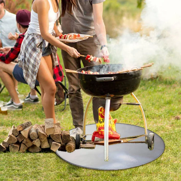 Eldfast matta silver rund silikonfiber flamskyddande brandfilt fältgrill eldfast tyg