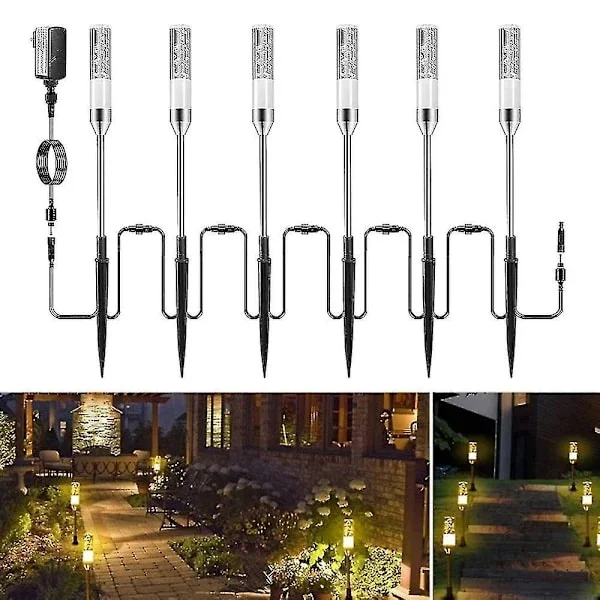 Low Voltage Landscape Lights Extendable LED Path Lights, Landscape Lighting 12 Volt 6 in 1 Waterproof Crystal Bubble Acrylic Die-Cast Spike Lights