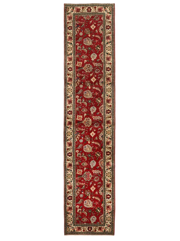 Tabriz Matta 85X385 Hallmatta Brun/Mörkröd Ull
