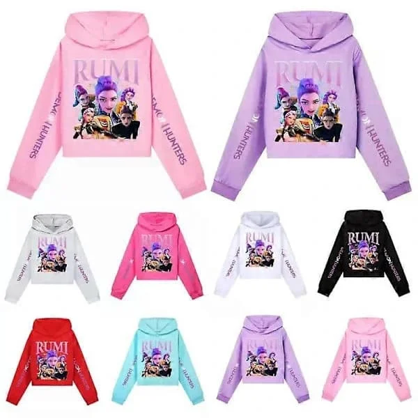 Flickor K-POP Demon Hunters Hoodie - Lila Tröja Pullover lila lila 130 purple 130 purple 130