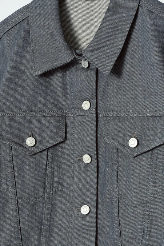 COS Oversized Raw Denim Jacket in Grey - Women