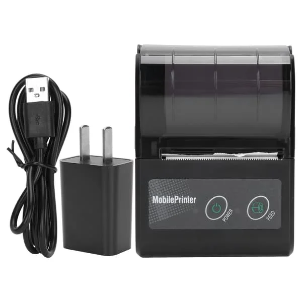 Bluetooth Thermal Receipt Printer Portable Ticket Pass Invoice Mini Label Printer 100‐240V US Plug 0.5