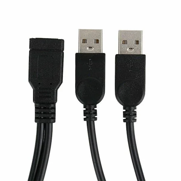 USB 2.0 Female to 2 Dual USB Male Power Adapter Y-Splitter Cable Connector