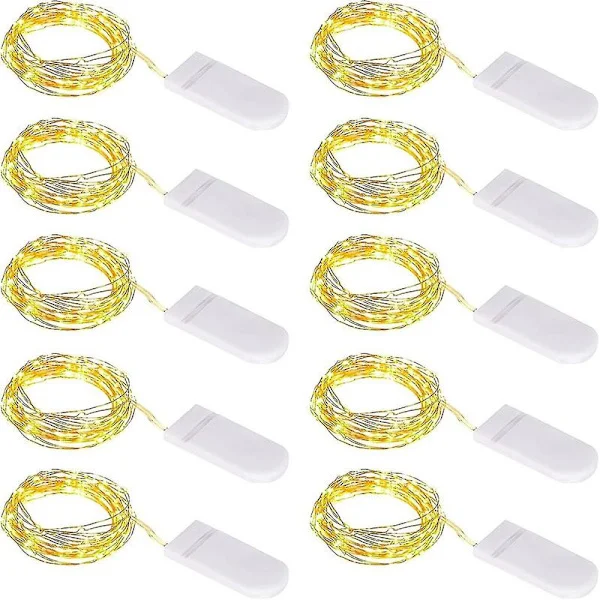10 stk LED Lyslenke Batteri, Lyslenke Liten Med Batteri, 1m 10 Micro