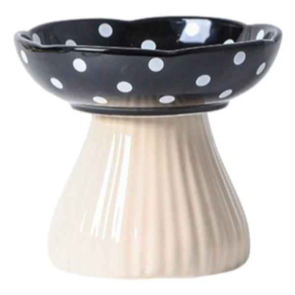 Cat Mushroom Bowl, Neck Protection, Raised Cat Food Bowls, Whisker-Friendly Shallow Cat Food Bowl