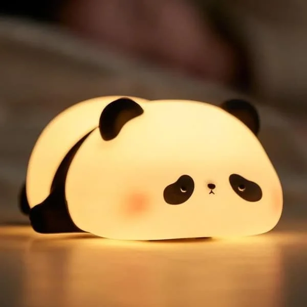 Panda nattlampe for barn: Baby nattlampe med 3 lysstyrkemoduser, oppladbar, tidsstyrt nattlampe med berøringsfunksjon