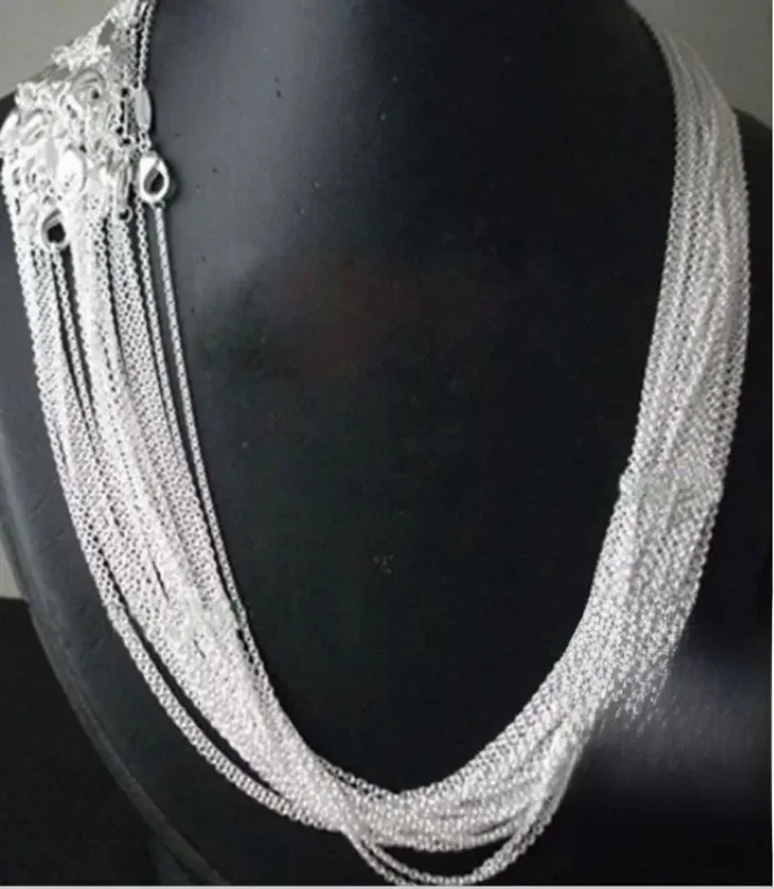 AliExpress - Promotion 10 pièces/lot! Collier en argent sterling 925, bijoux fins en argent, chaîne Rolo de 1mm, collier 16, 18, 20, 22, 24 pouces, 