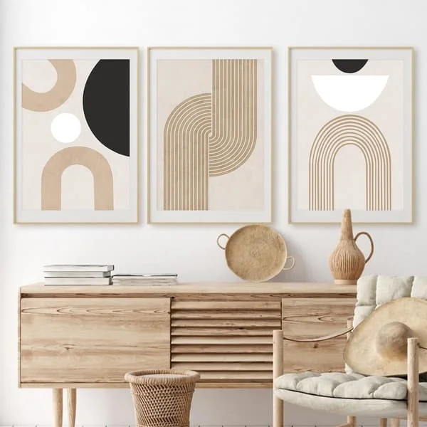 Set med 3 premiumaffischer, modern abstrakt konst väggkonst, utan ram, dekorativa boho-bilder för vardagsrum, sovrum 50 x 70 cm
