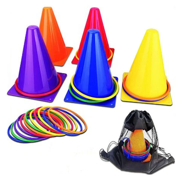 JFJC Carnival Games Set Propylen med Mesh Bag Traffic Cone Kastringar Set för utomhussport 23cm/9.1in