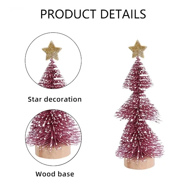 Mini Christmas Trees Decorations Star Christmas Trees Tree with Wooden Base, Artificial Christmas Trees for Table Decoration Home Room Party 30CM