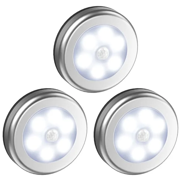 LED spotlights with motion sensor night light 3-pack Silver Silver
