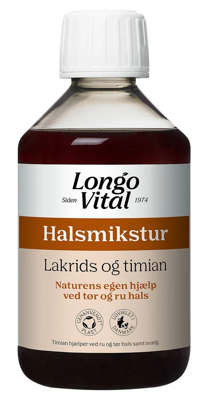 3 for 2 - Longo Vital Halsmikstur med Lakrids og Timian 250 ml, Medicin & Pleje, Ondt i Halsen, Hostesaft