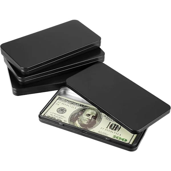 4 Pieces Black Metal Cash Box Money Box With Lid