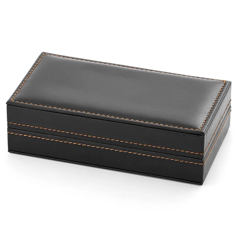 Suave Ebony Leatherette Cufflinks Box for Men - Cufflink boxes