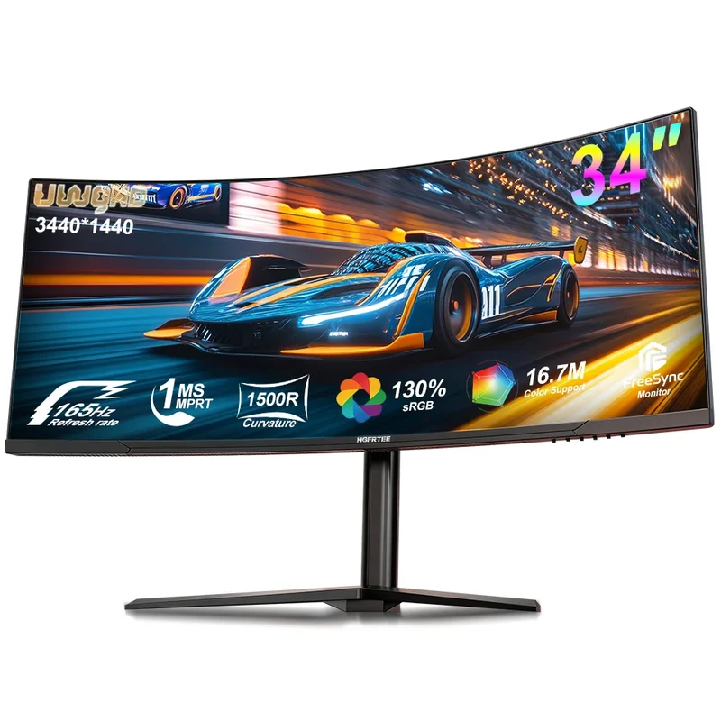AliExpress - HGFRTEE 34 Zoll Curved Gaming Monitor WQHD 3440x1440 165Hz 1500R Ultrawide 21:9 HDR Immersives Spielerlebnis, B340Q