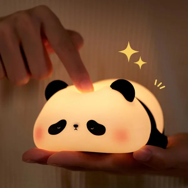 Nattlampa Barn Panda Nattlampa Panda Lampa Dimbar Timer, Touch Control Silikon Nattlampa Baby, USB Uppladdningsbar Söt Panda Lampa