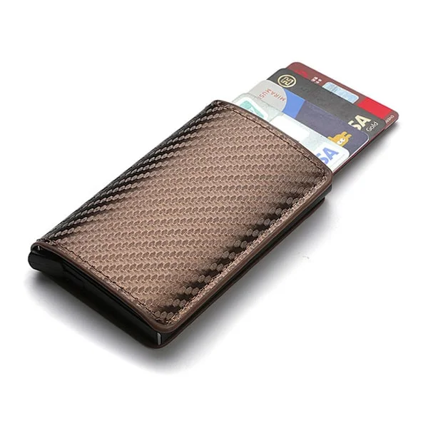 Erittäin ohut RFID-suojattu lompakko miehille 9.5x6.5 cm / Lompakko miehille nahkaa - Hiilikuitu & Nahka
