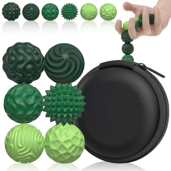 Silikon magnetiske kuler, 6 stk. fidget-leker for voksne og tenåringer, stille teksturerte stressballer sensorisk lekesett, magnetiske 