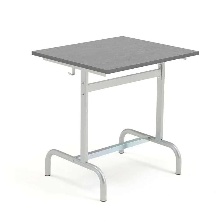 School desk 180, silver, dark grey linoleum