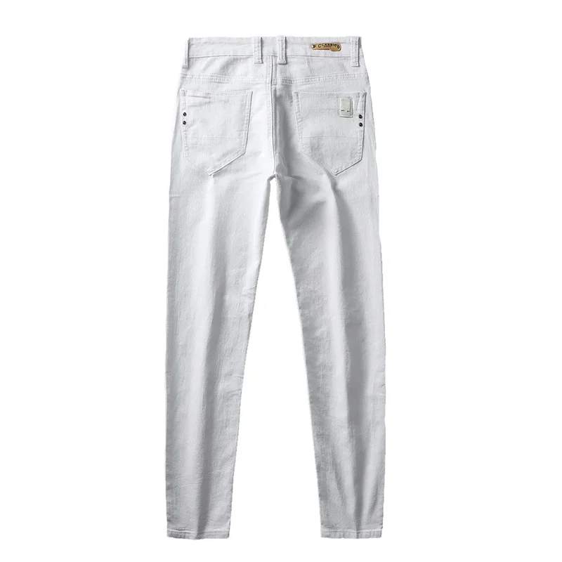 AliExpress - Weiße Jeans für Herren, Elastizität, gerade, schmale Passform, lässig, weich, Business, klassische Markenhose, modische, fortschrittliche