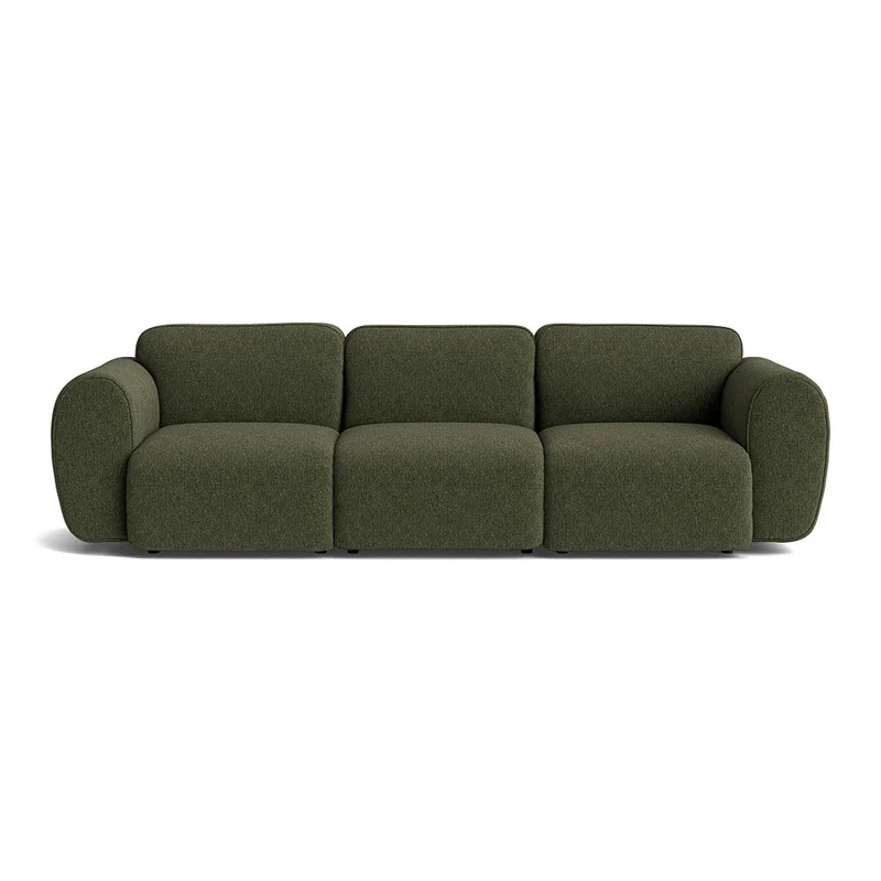 Friday 3 personers sofa - Boston Grøn - 276x94x78cm - Sofa, komfortabel 3 personers sofa i grøn polyester med Massiv Træramme