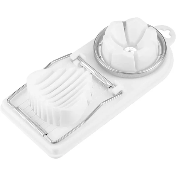 2-in-1 Egg Slicer, Multifunctional Stainless Steel Egg Dicer and Slicer, Egg, Fruit and Vegetable Cutter (White)
