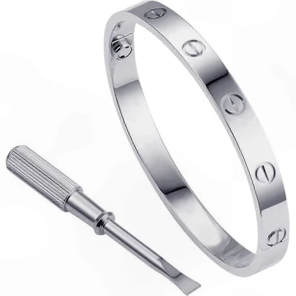 Elegant armring i rustfritt stål med skruedesign for kvinner og menn - Love Series armbånd hengslet smykkegave