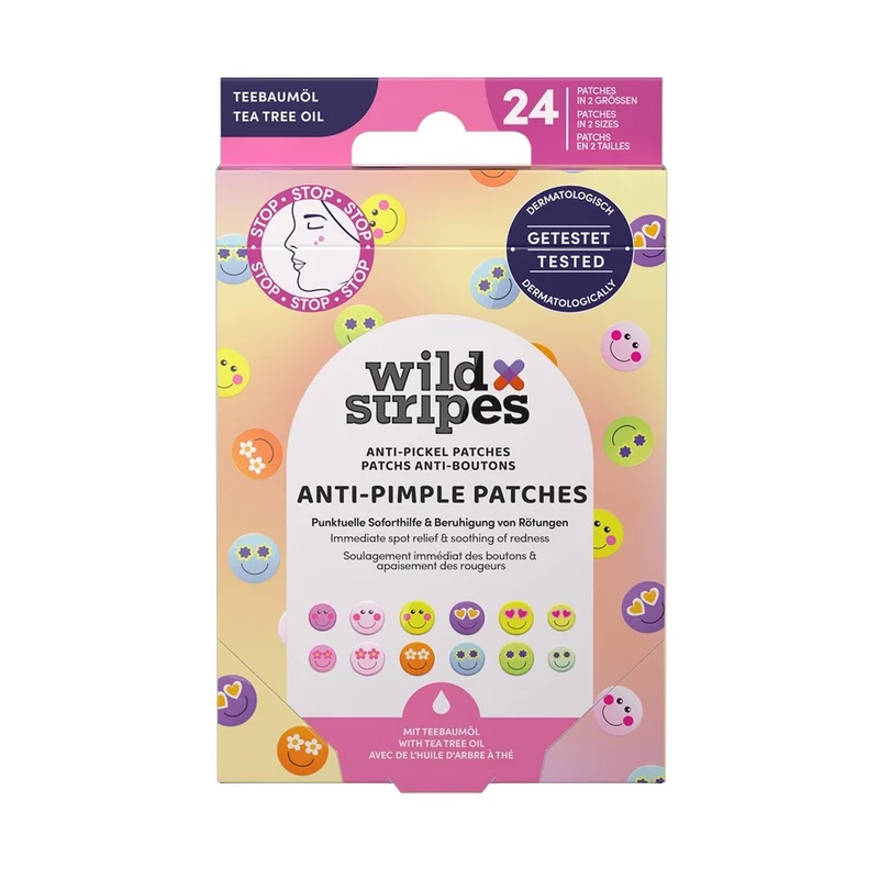 WILD STRIPES Patches Anti-Pimple - Tea Tree Oil 1x24pz - Tratt.viso 24 ore antimperfezioni
