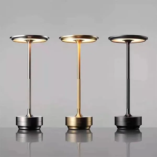 USB Rechargeable Cordless Table Lamp - Dimmable Metal Desk Lamp Gold