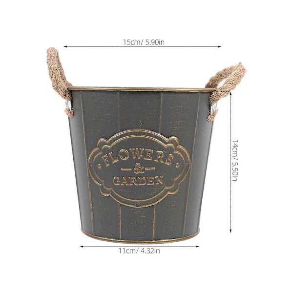 Dekorativ Rustik Metall Blomhink För Hyllor Fönsterbrädor Skåp Grå Färg 15.00X14.00X11.00CM 1-pack