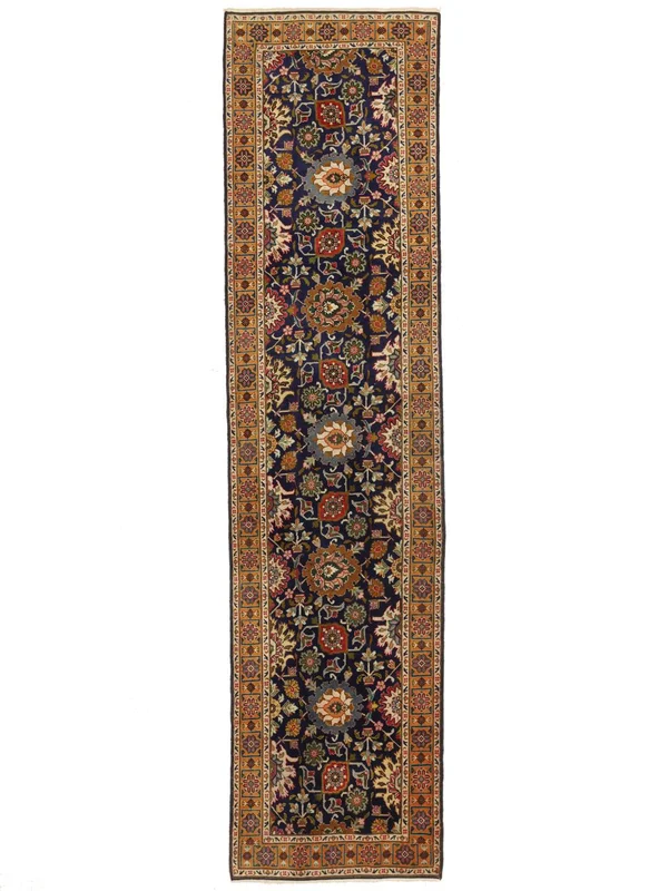 Tabriz Matta 85X348 Hallmatta Brun/Svart Ull