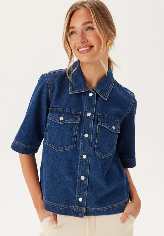 ONLY-Onlbelle S/S SHIRT DNM-Dark Blue Denim