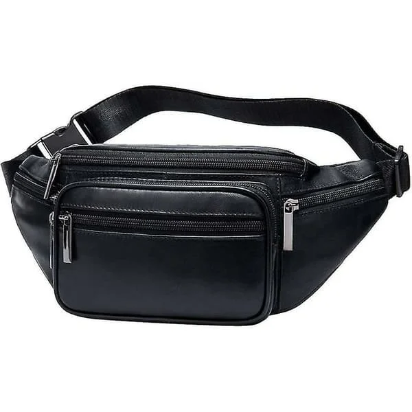 Leather Waist Bag for Men and Women, Travel, Hiking, Running, Hip Belt, Slim Cell Phone Wallet