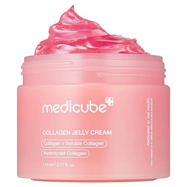 Medicube Collagen Jelly Cream, fuktkräm med niacinamid och frystorkat hydrolyserat kollagen, 24-timmars lyster, 110 ml