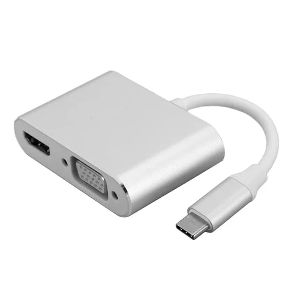 Adapter TypeC Hub till VGA HDMI DVI Displayport/3.1 Ethernet Converter Dock 4K Upplösning (Silver)