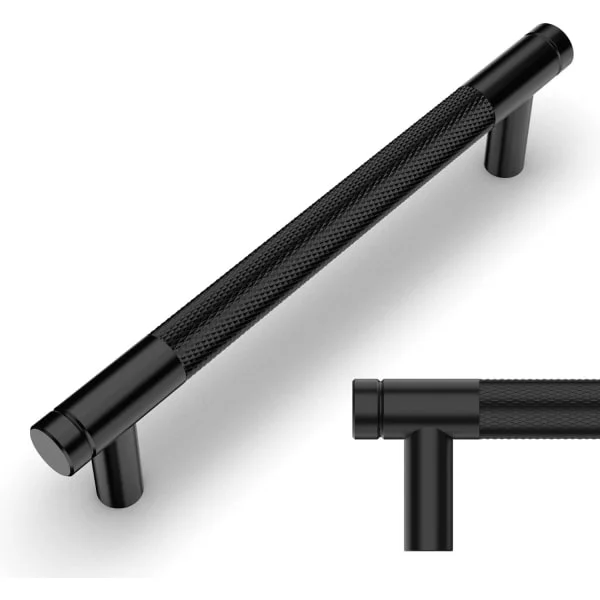 10 Pieces Black Kitchen Handles 128mm Furniture Handles with Screws, for Desks, Drawers, Cabinets, Wardrobes UK0040
