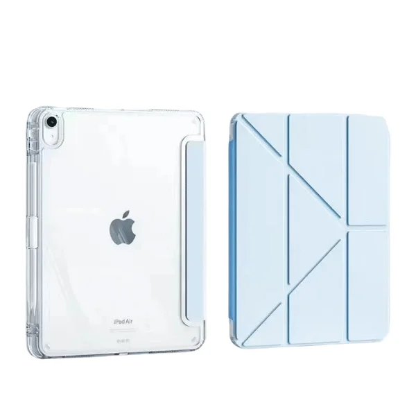 iPad Air 6/7 Deksel (2025/2024), iPad Air 6/7 11" Deksel med Pennholder, Klart Transparent Bakside Støtsikkert Stativ Nettbrett Deksel blå
