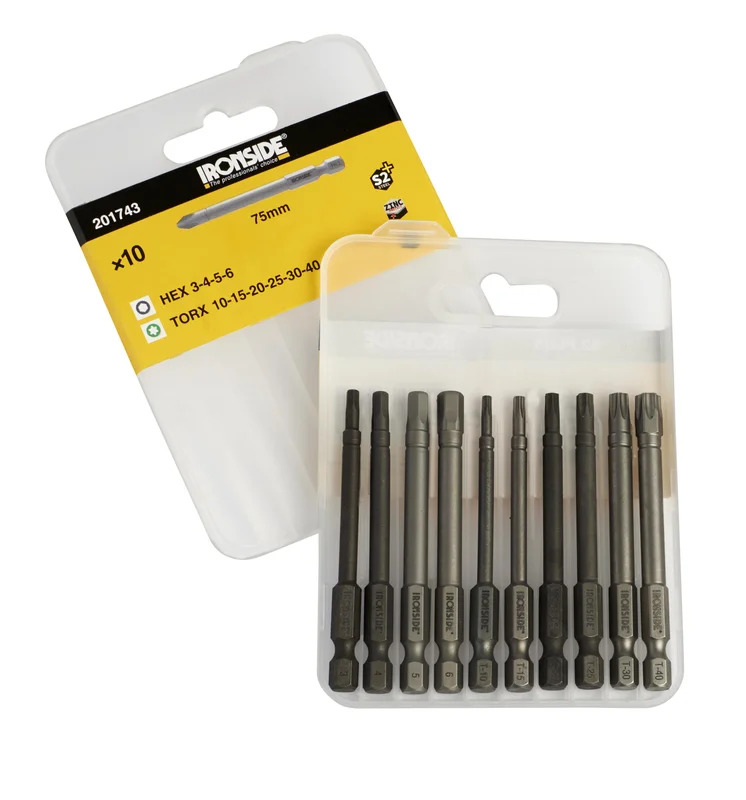 Ironside 201743 Bitssett 10 deler, torx/unbrako 75 mm, Maskintilbehør & forbruk
