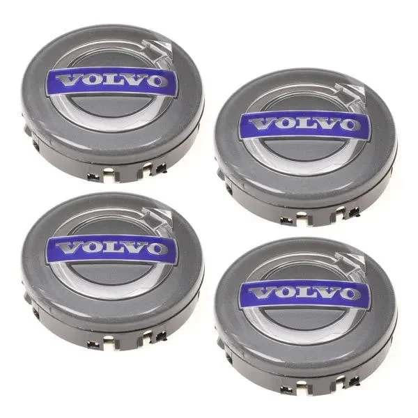[LCS] Volvo 02-64MM 4-pack centrumkåpor, Volvo silver, en storlek passar alla