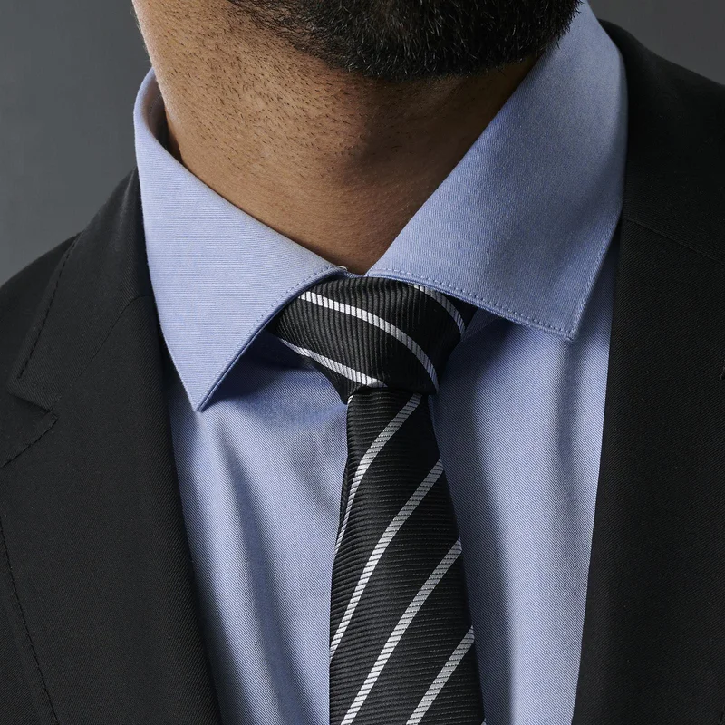 Corbata a rayas blancas y negras para hombres - Corbatas estrechas