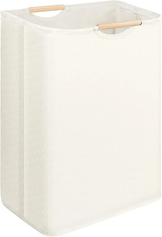 Foldable Laundry Basket, 60L Laundry Hamper with Wooden Handles, Laundry Basket for Bedroom, Bathroom, Nursery, Travel