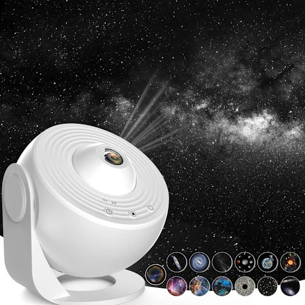 Stjärnklar Himmel Projektor Planetarium Projektor Stjärnklar Himmel Projektor Galax Tak Vuxen 12 Skivor 360° Roterande Nattlampa Vit Vit