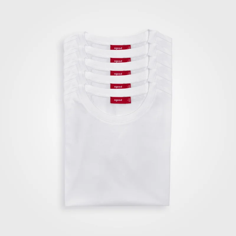 5-Pack Recycled Cotton White T-Shirts for Women, 100% Circular, Small