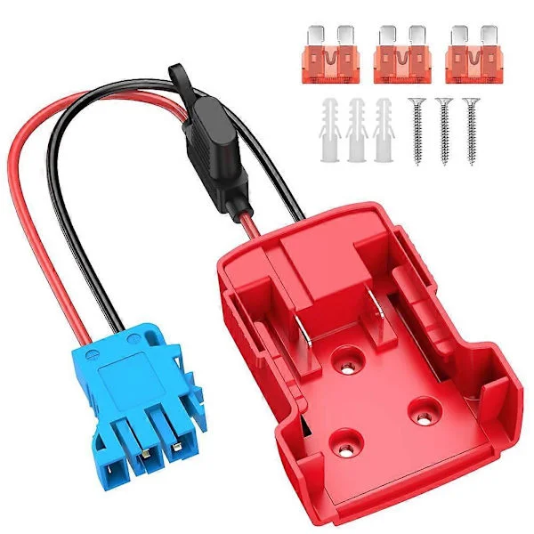 Power Wheels-adapter for Milwaukee M18-batteri med ledningsnett-kontakt 12AWG-ledning med 40A sikring for Peg-Perego