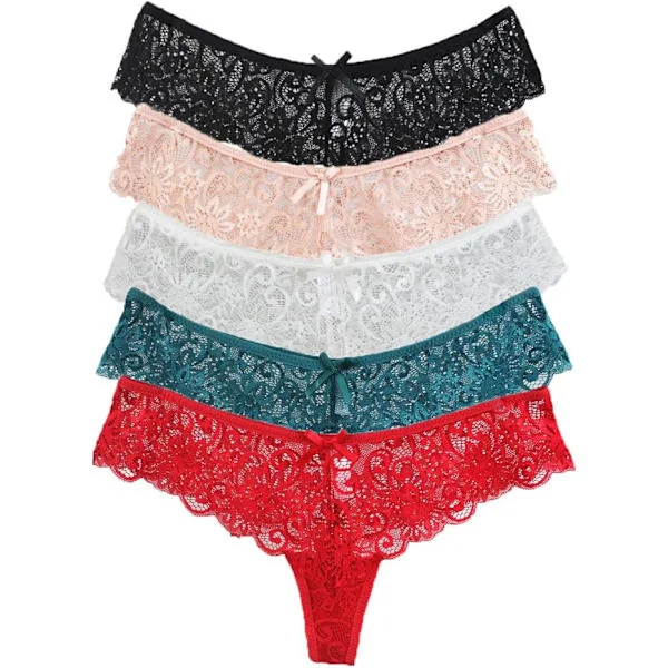 Women's Sexy Lace Thong G-string and Tanga 5-pack