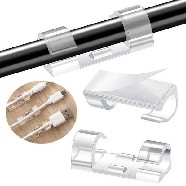 Kabelholder - Selvklebende - 20-pakning - Kabelklips -