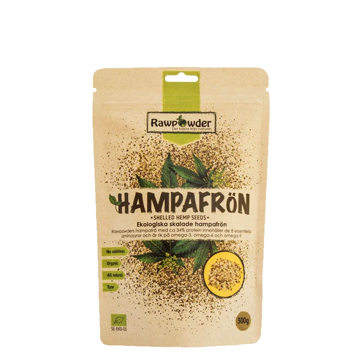 Rawpowder Ekologiska Skalade Hampafrön 300 g