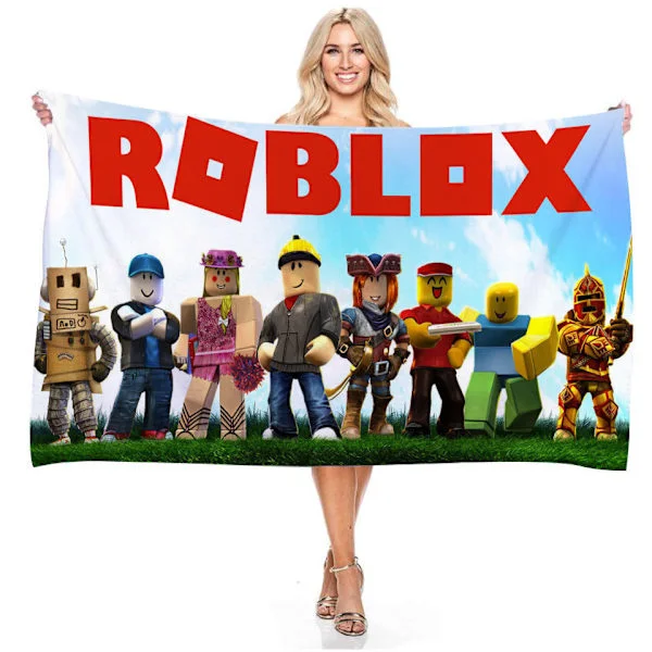 Roblox Virtuell Verden Badehåndkle | Stort Mikrofiber Badehåndkle 75x150cm for Barn og Voksne, Hurtigtørkende Sandfritt Reisehåndkle