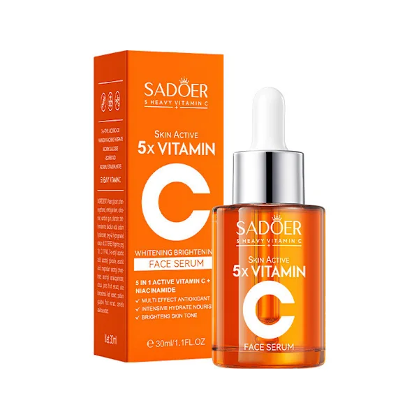 Fem-i-ett Vitamin C Multi-effekt Reparerende Vitamin C Hudpleiesett, Ansiktskrem og Serum 30ml