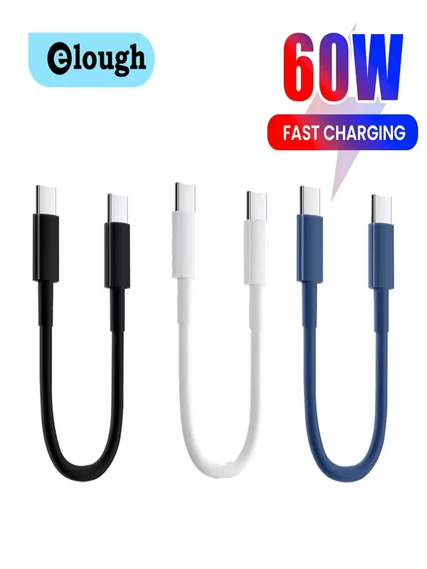 AliExpress - 0.28M Korte USB Type C Kabel PD60W Snel Opladen Power Bank Data Cord Voor iphone 15 Samsung Xiaomi Huawei telefoon USB C Kabel